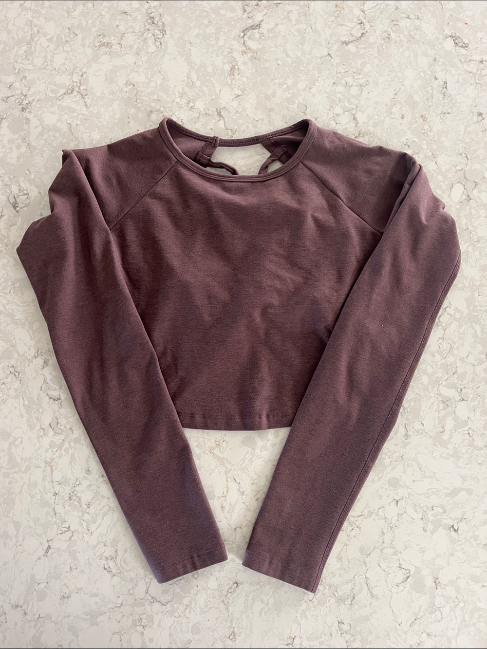 Beyond Yoga Cropped Long-Sleeve Top — Plum